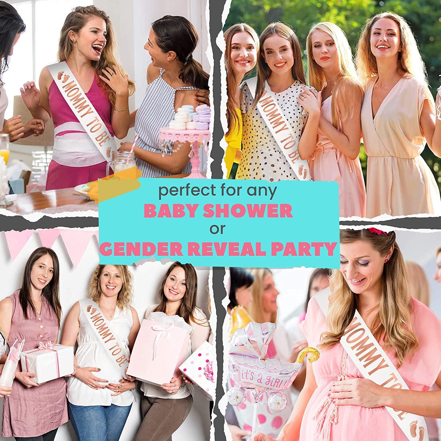 CORRURE Baby Shower Sash for Boy or Girl - 'Mommy to Be' Sash with Beautiful White Glitter Ribbon and Rose Gold Foil - Ideal Gender Reveal, Baby Shower, Welcome Baby, Mom to Be or Baby Sprinkle Gift Apparel & Accessories > Clothing Accessories > Sashes CORRURE   