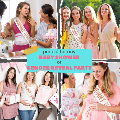 CORRURE Baby Shower Sash for Boy or Girl - 'Mommy to Be' Sash with Beautiful White Glitter Ribbon and Rose Gold Foil - Ideal Gender Reveal, Baby Shower, Welcome Baby, Mom to Be or Baby Sprinkle Gift Apparel & Accessories > Clothing Accessories > Sashes CORRURE   