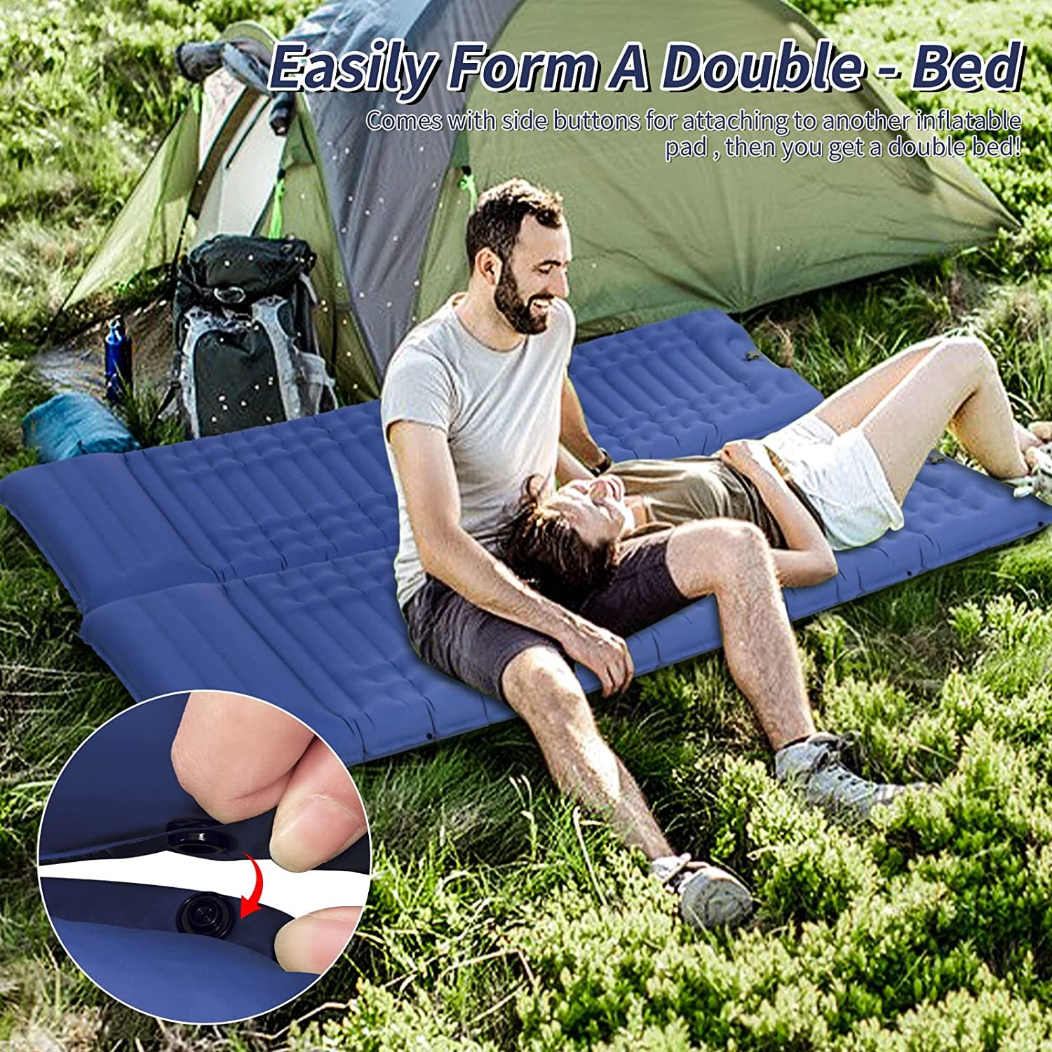 Inflating Sleeping Pad for Camping.Lorpect 4.5 in Thick Sleeping Mat .Compact Waterproof Camping Air Mattress with Pillow.Foot Pressure Inflatable Camping Pads for Backpacking & Hiking.Blue Apparel & Accessories > Jewelry > Anklets Lorpect   