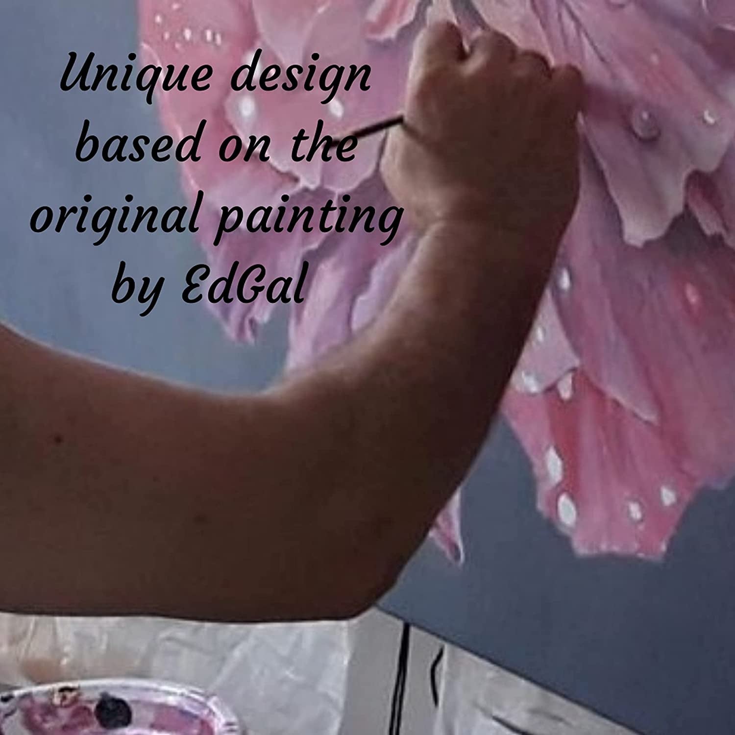 Designer Square Silk Scarf for Women Hand Painted and Printed Grey Shawl with Pink Rose Unique by Edgalart Apparel & Accessories > Clothing Accessories > Scarves & Shawls Generic   