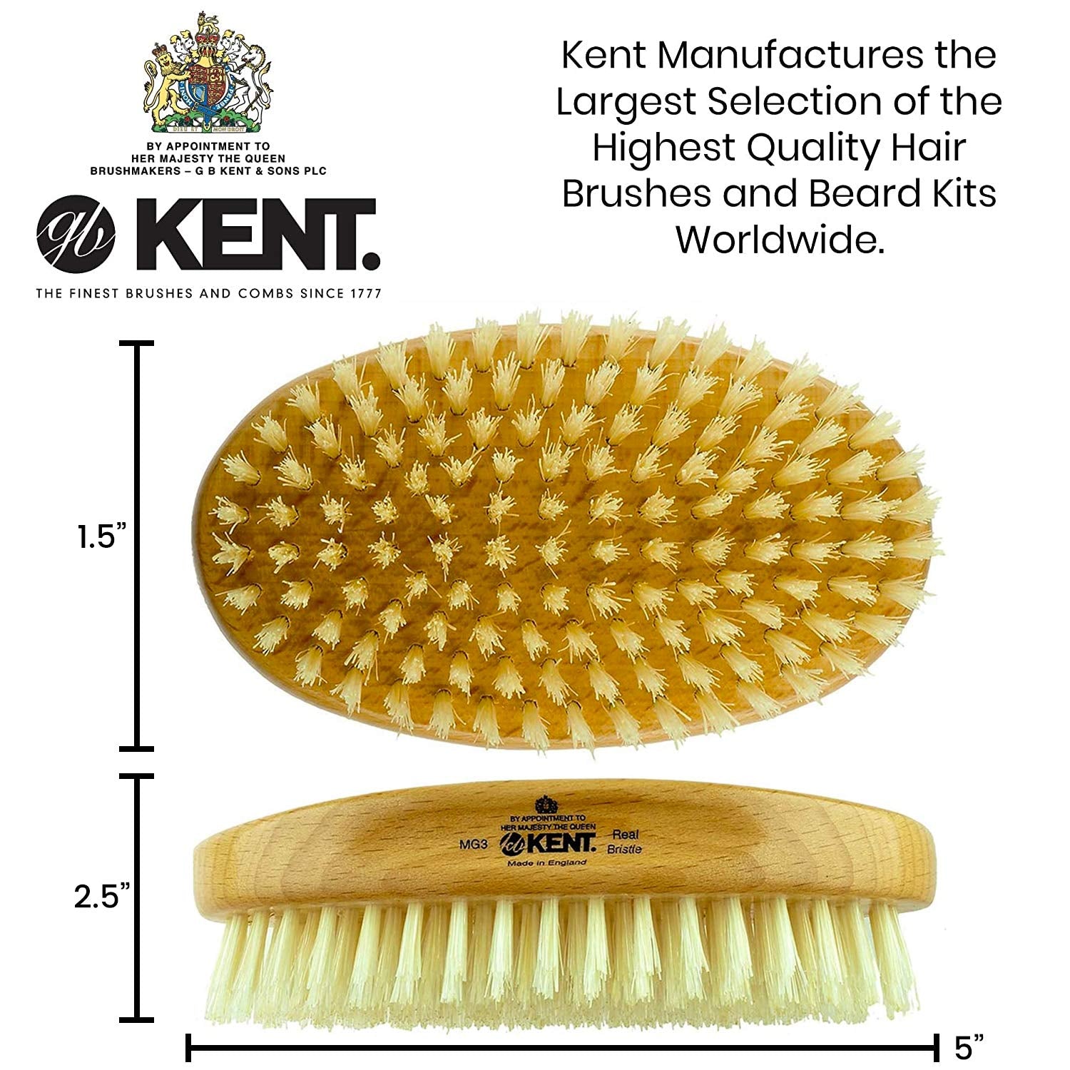 Kent MG3 Finest Men'S Hair Brush & Beard Brush for Skin Care - 100% Natural White Boar Bristle Brush for Mens Grooming, Scalp Brush, 360 Wave, and Beard Straightener for Men'S Hair Care Health & Beauty > Personal Care > Hair Care KENT   