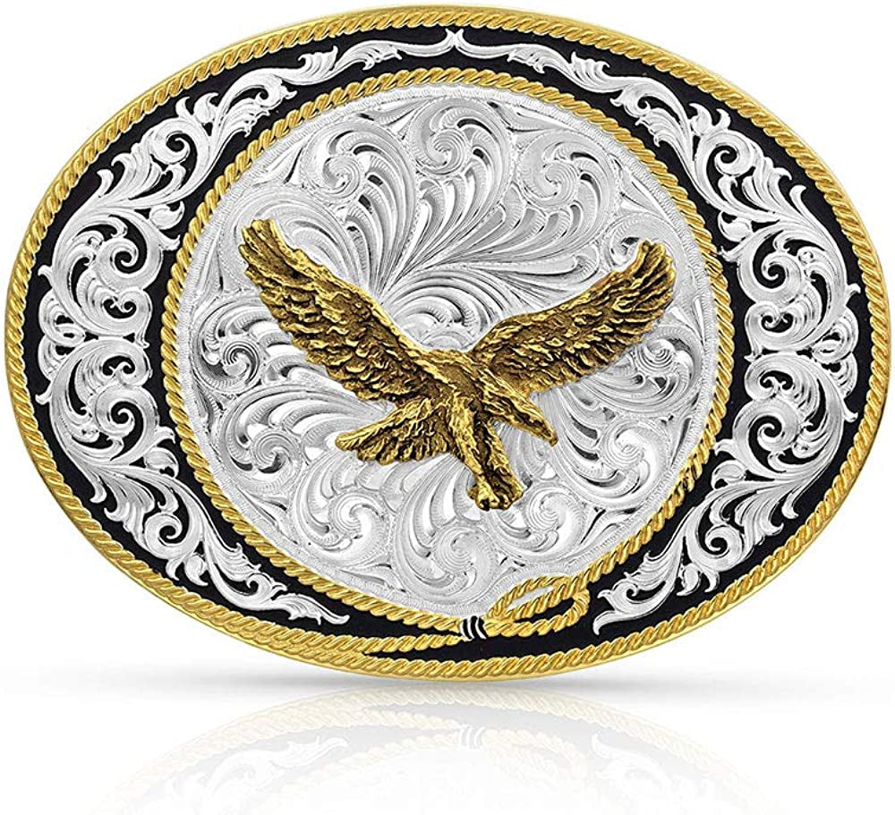 Montana Silversmiths Rope Trimmed Filigree Engraved Classic Western Buckle Apparel & Accessories > Clothing Accessories > Belt Buckles Montana Silversmiths Ranch Rope Eagle  