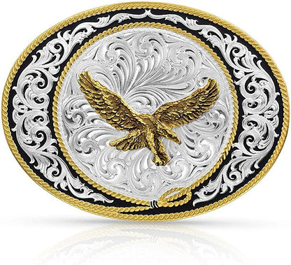 Montana Silversmiths Rope Trimmed Filigree Engraved Classic Western Buckle Apparel & Accessories > Clothing Accessories > Belt Buckles Montana Silversmiths Ranch Rope Eagle  