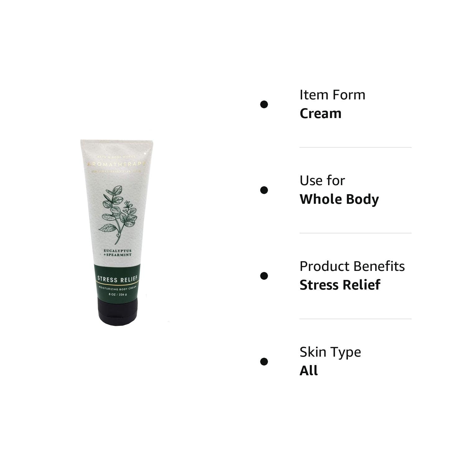 Bath & Body Works Aromatherapy Stress Relief Eucalyptus Spearmint Body Cream 8 Ounce Health & Beauty > Personal Care > Cosmetics > Bath & Body Bath & Body Works   