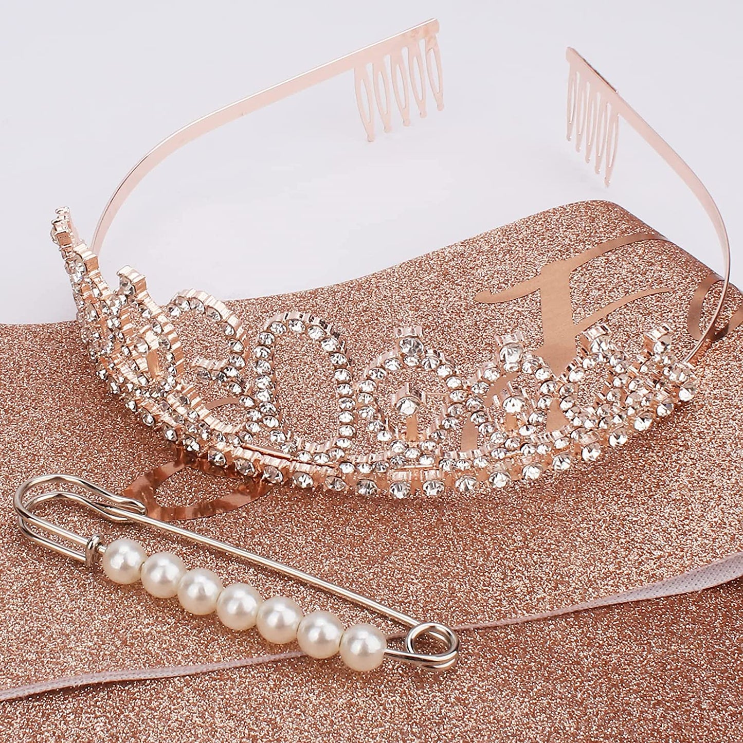 CAVETEE Rose Gold 30 & Fabulous Birthday Sash and Crown 30Th Birthday Tiaras and Sash Set for Women Birthday Decorations Birthday Queen Crowns Tiaras for Women Apparel & Accessories > Clothing Accessories > Sashes CAVETEE   