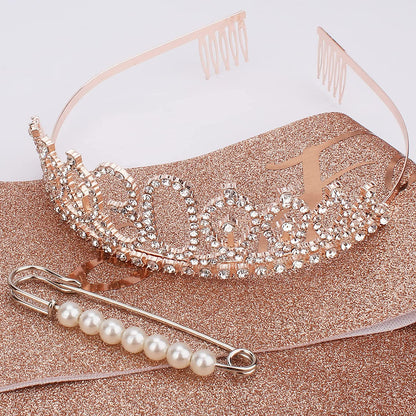 CAVETEE Rose Gold 30 & Fabulous Birthday Sash and Crown 30Th Birthday Tiaras and Sash Set for Women Birthday Decorations Birthday Queen Crowns Tiaras for Women Apparel & Accessories > Clothing Accessories > Sashes CAVETEE   