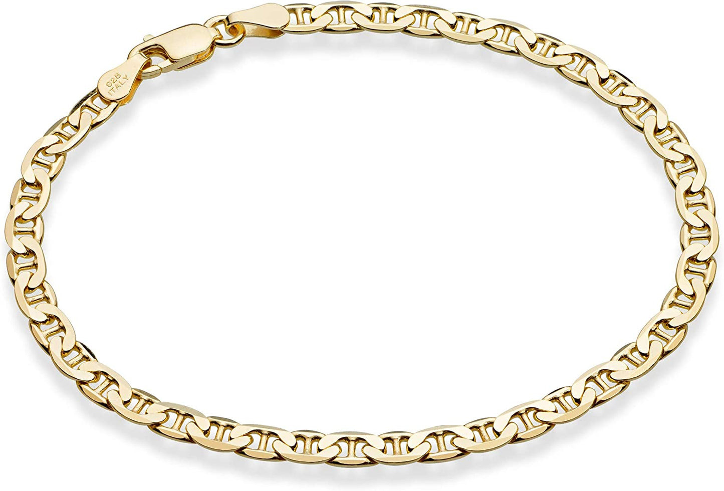 Miabella 18K Gold over Sterling Silver Italian 3Mm, 4Mm Solid Diamond-Cut Mariner Link Chain Anklet Ankle Bracelet for Women, Made in Italy Apparel & Accessories > Jewelry > Anklets Miabella Width 4mm Length 11 Inches (Large) 