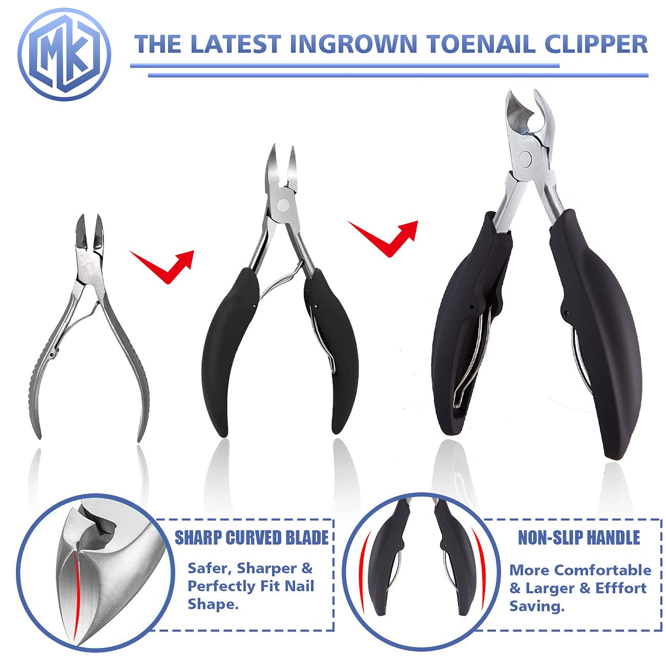 Toenail Clippers Kit for Ingrown/Thick Nail, Ingrown Toenail Tool Kit with Ingrown Toenail Clipper/Corrector, Wide Jaw Opening Nail Clipper for Thick Nail, Pedicure Tool for Seniors/Adult by MAYKI Health & Beauty > Personal Care > Cosmetics > Cosmetic Tools > Nail Tools MAYKI   
