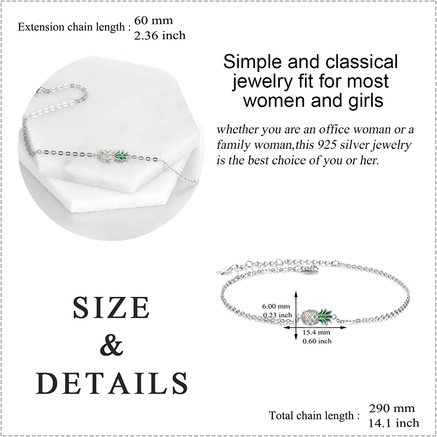 Pineapple/Mushroom/Star/Mountain Anklets Sterling Silver Adjustable Chain Link Ankle Bracelets Beach Anklet Jewelry for Women Teens Apparel & Accessories > Jewelry > Anklets LUHE   