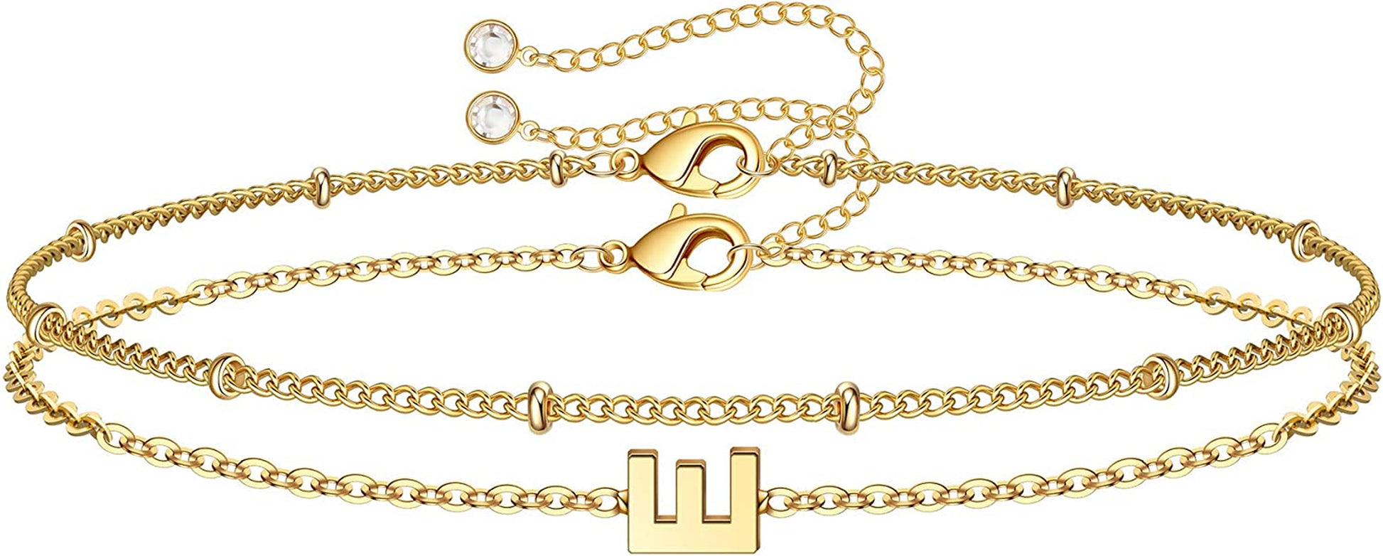Dainty Gold Initial Bracelets for Women, 14K Gold Plated Dainty Personalized Gold Bracelets Initial Bracelets for Women Teen Girls Jewelry Chain Bracelets for Kids Toddler Little Girls Jewelry Gifts Apparel & Accessories > Jewelry > Bracelets M MOOHAM E  