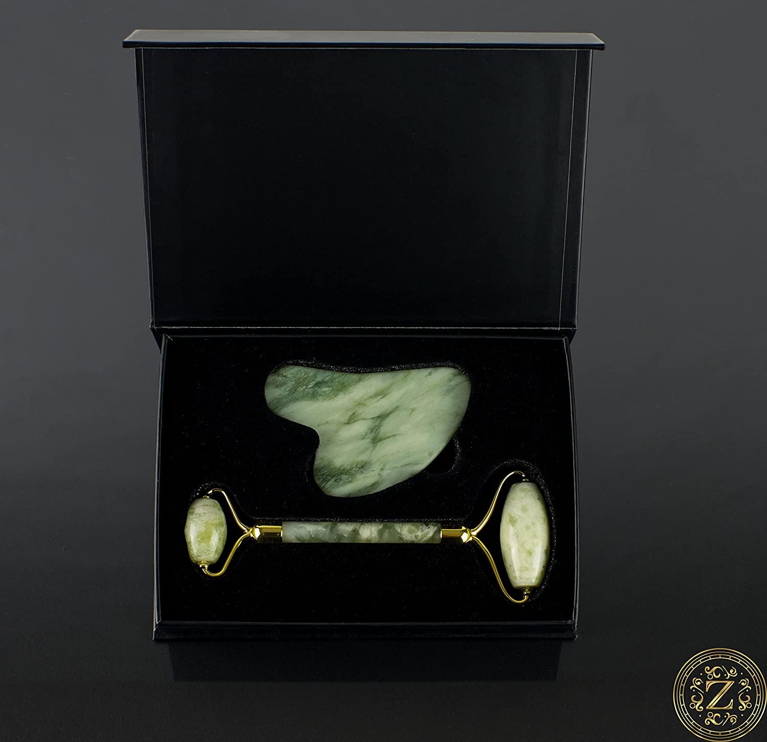 Jade Roller and Gua Sha Set - Luxury Facial Skincare Set by Zamlinco - Jade Stone Anti-Aging Skin Care Tools for Face, Eyes, Neck and Body | Reduce Fine Lines and Wrinkles Naturally Health & Beauty > Personal Care > Cosmetics > Cosmetic Tools > Skin Care Tools Zamlinco   
