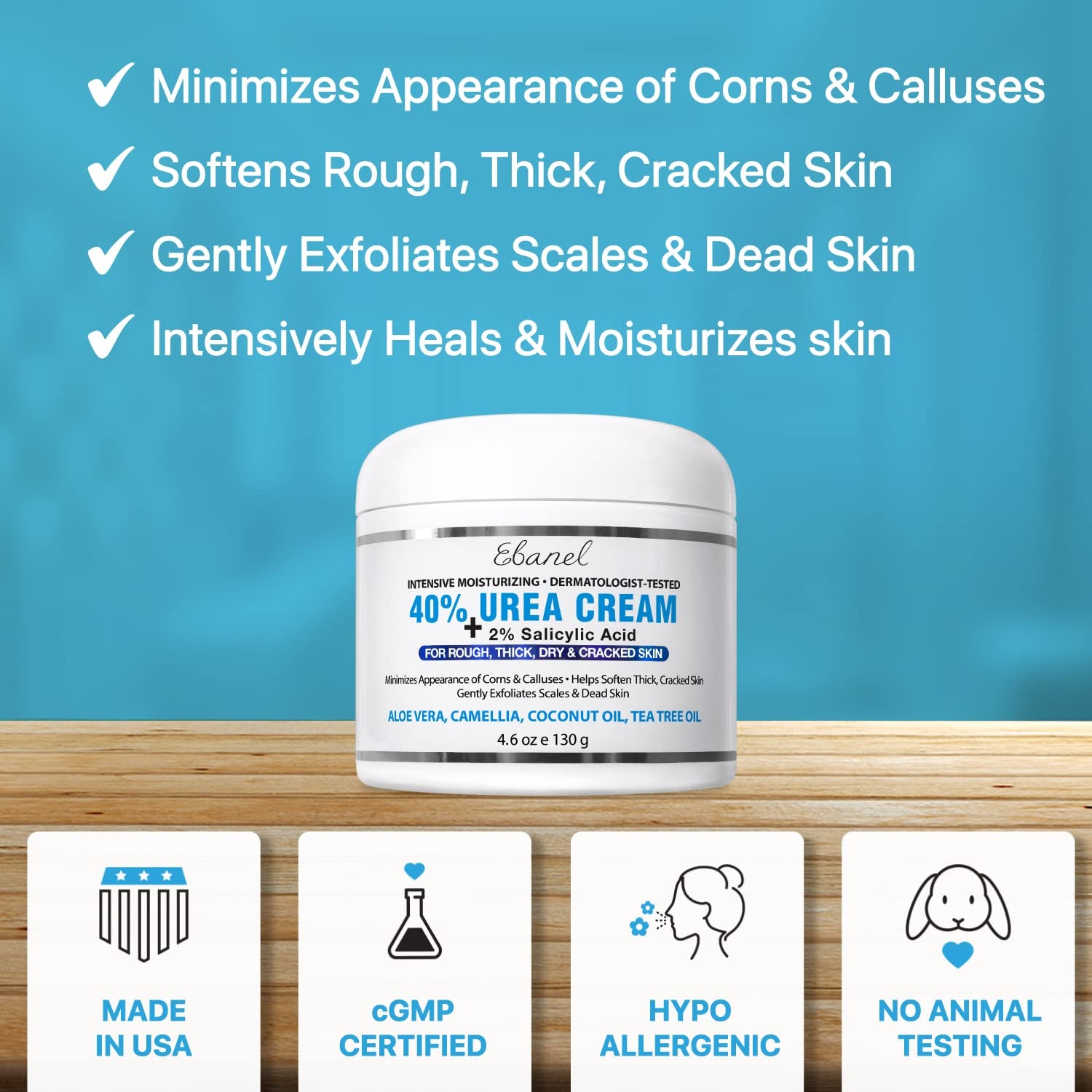 Urea Cream 40% plus Salicylic Acid 4.6 Oz, Callus Remover Hand Cream Foot Cream for Dry Cracked Feet, Hands, Heels, Elbows, Nails, Knees, Intensive Moisturizes & Softens Skin, Exfoliates Dead Skin Health & Beauty > Personal Care > Foot Care Ebanel Laboratories, Inc.   