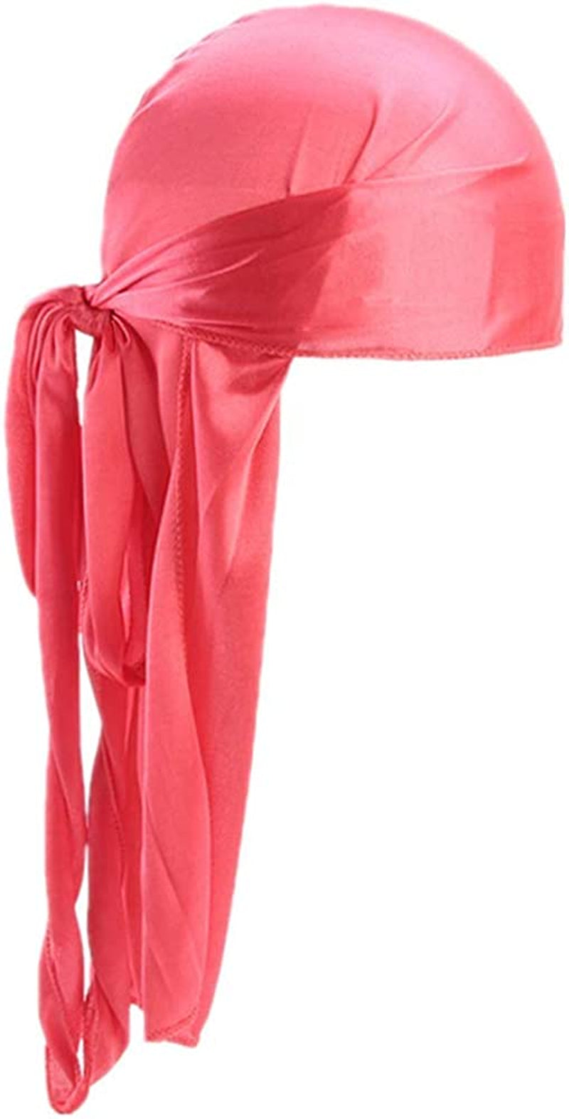 Fxhixiy Men Women Durag Extra Long-Tail Headwraps Silky Satin Pirate Cap Bandana Hat for 360 Waves Apparel & Accessories > Clothing Accessories > Bandanas & Headties Fxhixiy Watermelon Red  