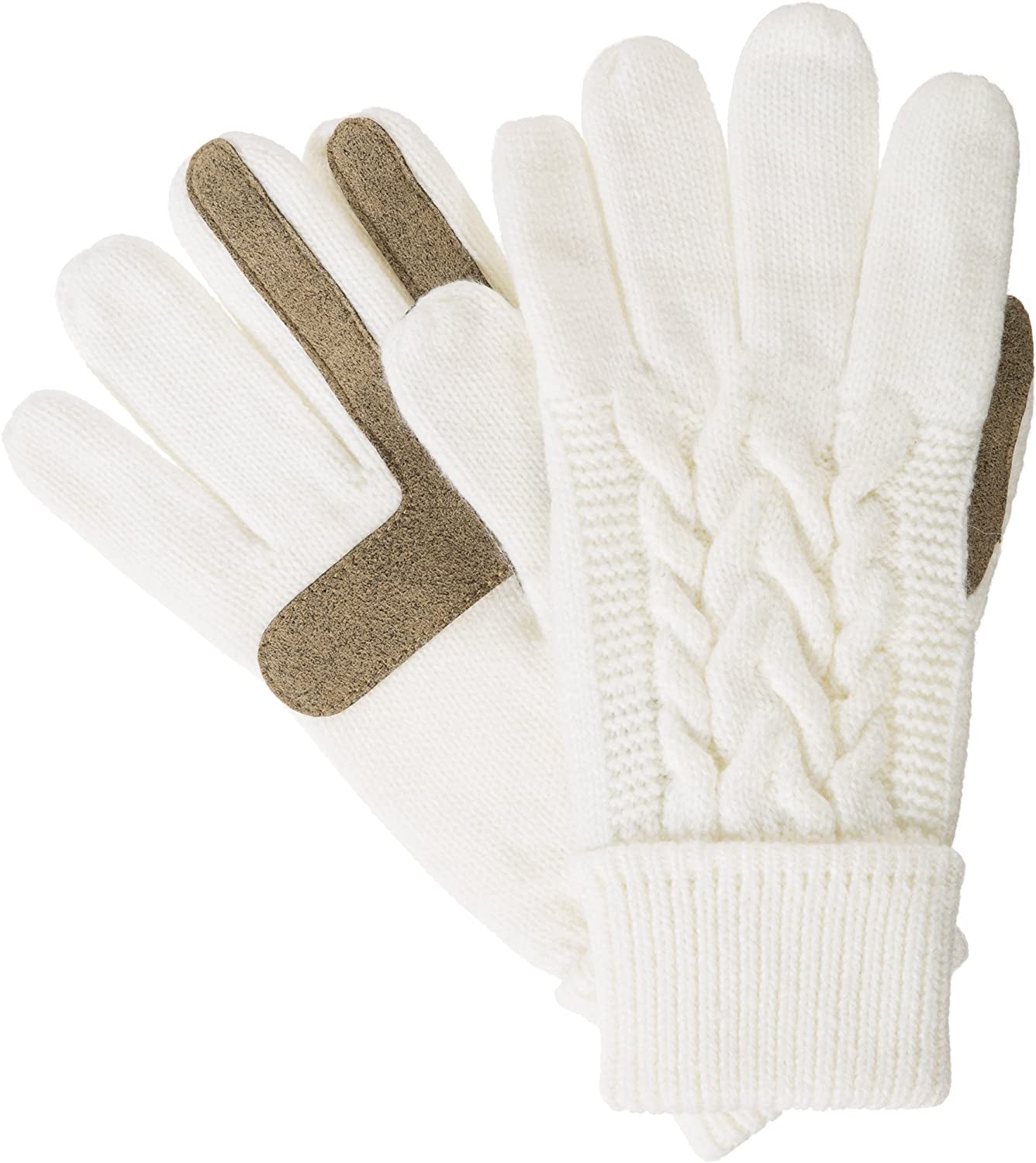 Isotoner Women'S Cable Knit Gloves with Touchscreen Palm Patches Apparel & Accessories > Clothing Accessories > Gloves & Mittens KYLIE MAX Ivory One Size 