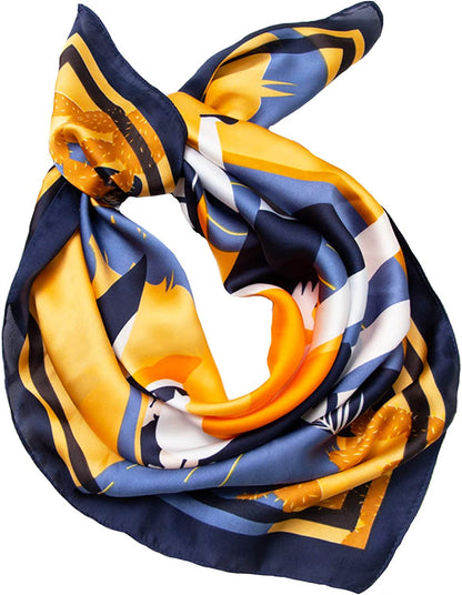 Fashion Hair Scarf for Women Lightweight Silk Feeling Head Scarves Square Bandanas 27.5× 27.5 Inches Apparel & Accessories > Clothing Accessories > Bandanas & Headties Roizsx M-brilliant Yellow  