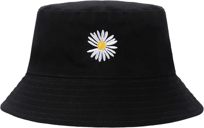 Bucket Hat - Unisex Black Bucket Hat for Women, Travel Beach Fisherman Summer Cap, Sun Protection Windproof Beach Bucket Hats for Men Teens Kids, Flower Embroidery Apparel & Accessories > Clothing Accessories > Hats clubone   