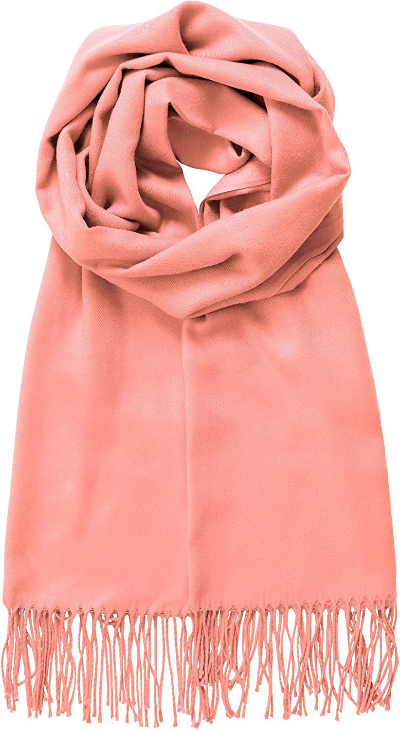 Made by Johnny Unisex Large Lightweight Soft Silky Real Cashmere Shawl Wrap Scarf Apparel & Accessories > Clothing Accessories > Scarves & Shawls Made By Johnny Wsk2091_peach One_Size 