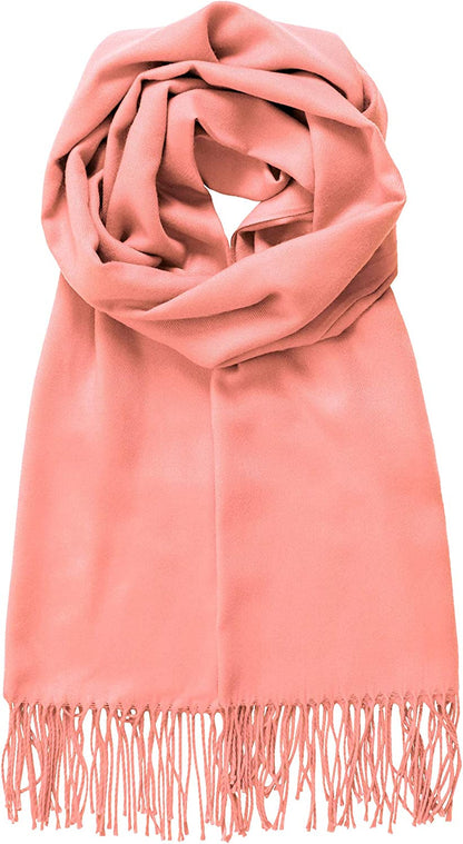 Made by Johnny Unisex Large Lightweight Soft Silky Real Cashmere Shawl Wrap Scarf Apparel & Accessories > Clothing Accessories > Scarves & Shawls Made By Johnny Wsk2091_peach One_Size 