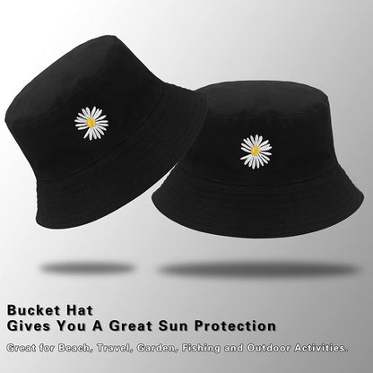 Bucket Hat - Unisex Black Bucket Hat for Women, Travel Beach Fisherman Summer Cap, Sun Protection Windproof Beach Bucket Hats for Men Teens Kids, Flower Embroidery Apparel & Accessories > Clothing Accessories > Hats clubone   