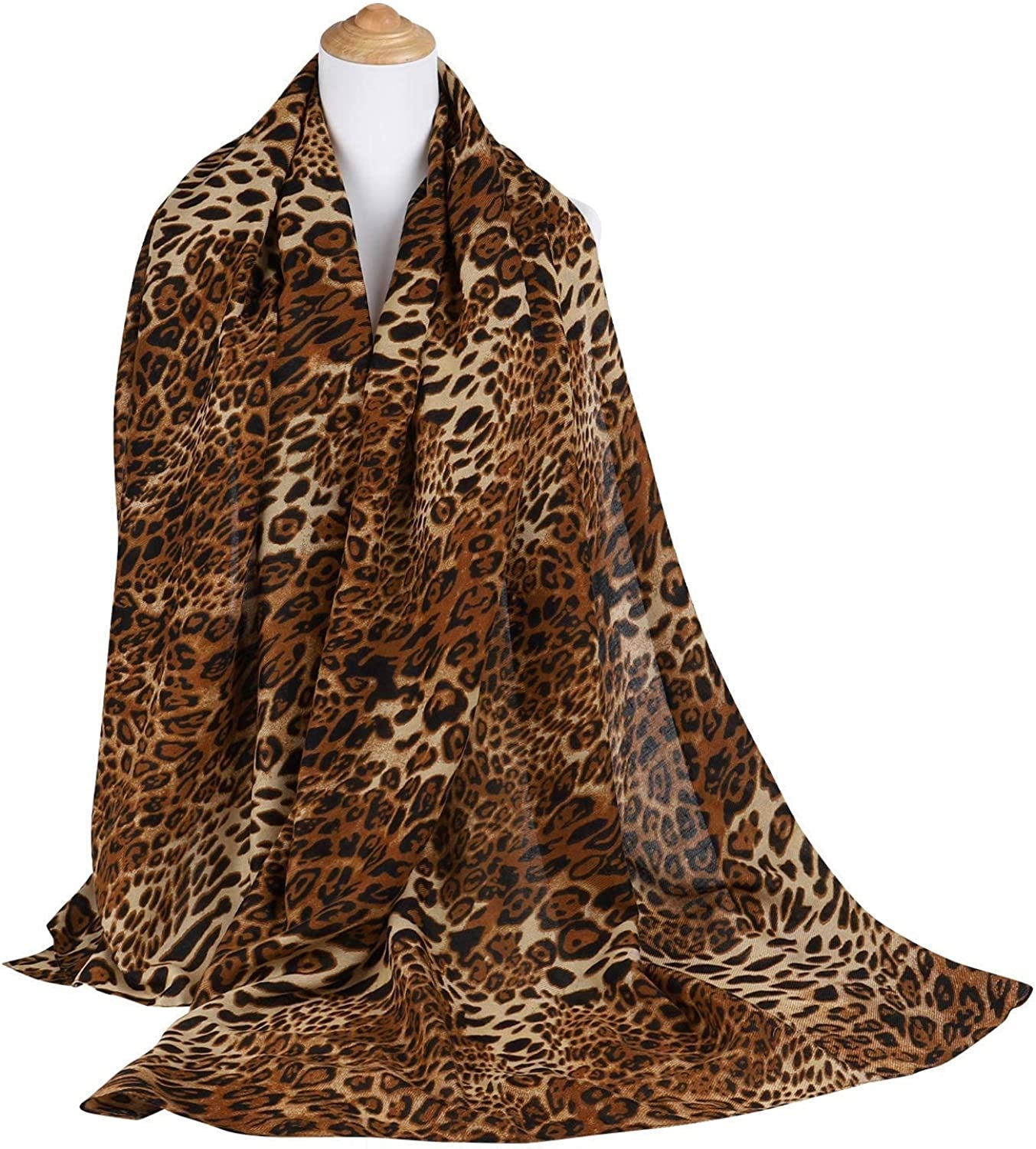 GERINLY Cozy Cheetah Scarfs for Women Stylish Cotton Leopard Blanket Wrap Shawls Apparel & Accessories > Clothing Accessories > Scarves & Shawls GERINLY   