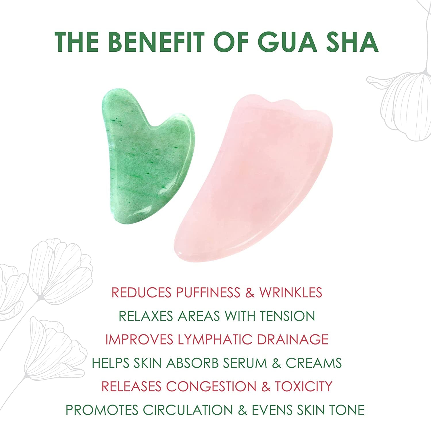 Gua Sha Facial Tools FUASHA - Premium 2-In-1 Jade & Rose Quartz Gua Sha Set - Lymphatic Drainage Scraping Massage Stone - Guasha Tool for Face - Facial Tools Sculpting Pack Health & Beauty > Personal Care > Cosmetics > Cosmetic Tools > Skin Care Tools Fuasha   