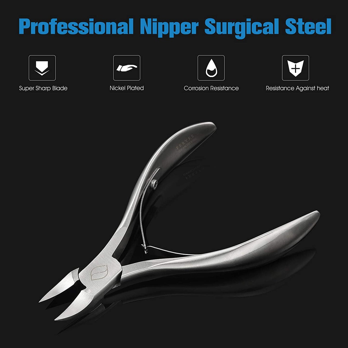FERYES Toenail Clippers for Thick,Fungal or Ingrown Toenails - Ingrown Nail Clipper for Men,Women,Seniors,Podiatrist - Heavy Duty 4R13 Stainless Steel Toenail Tool - Silver Health & Beauty > Personal Care > Cosmetics > Cosmetic Tools > Nail Tools FERYES   