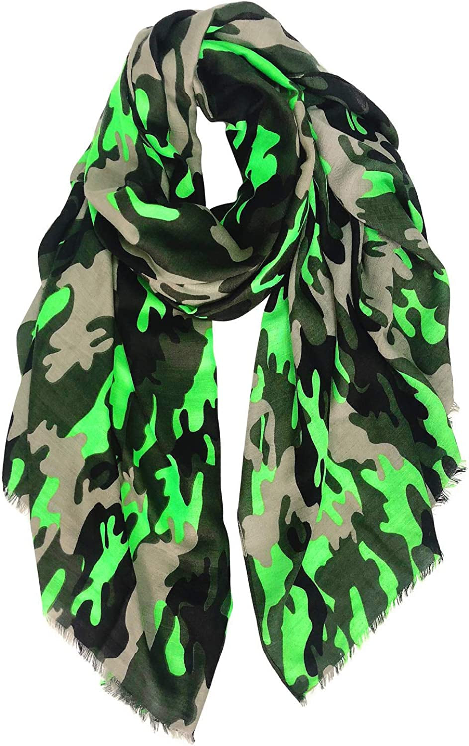 GERINLY Scarves - Lightweight Summer Travel Scarf Camouflage Print Shawl Wrap Apparel & Accessories > Clothing Accessories > Scarves & Shawls GERINLY C-neongreen  