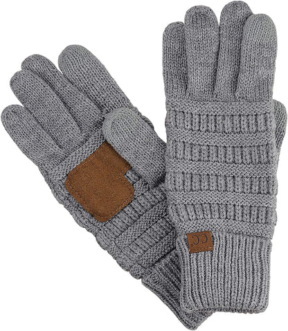 C.C Unisex Cable Knit Inner Lined Anti-Slip Touchscreen Texting Gloves Apparel & Accessories > Clothing Accessories > Gloves & Mittens C.C Light Melange Gray  