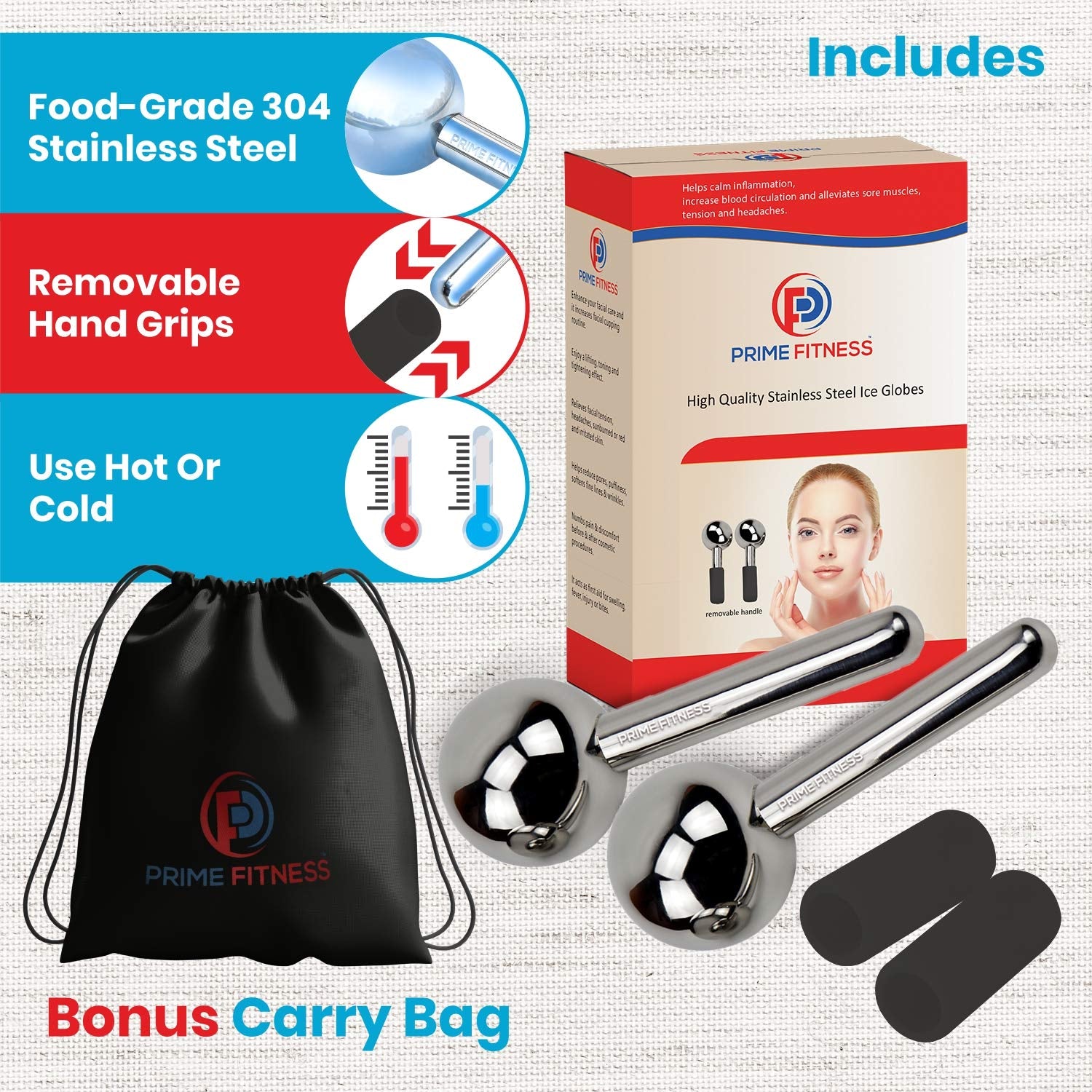 Ice Globes for Facials | Unbreakable Steel Cooling Roller | Cryo Sticks for Face | Massager for Face Neck & Eyes | Skin Care for Dark Circles, Puffiness, Wrinkles, Collagen Production Health & Beauty > Personal Care > Cosmetics > Cosmetic Tools > Skin Care Tools PRIME Fitness   