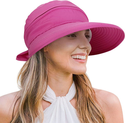Verabella Womens Beach Hat Summer Lightweight Sun Hat for Hiking Sun Protection 2 in 1 Visor Sun Protection Hat Apparel & Accessories > Clothing Accessories > Hats Verabella Rose  