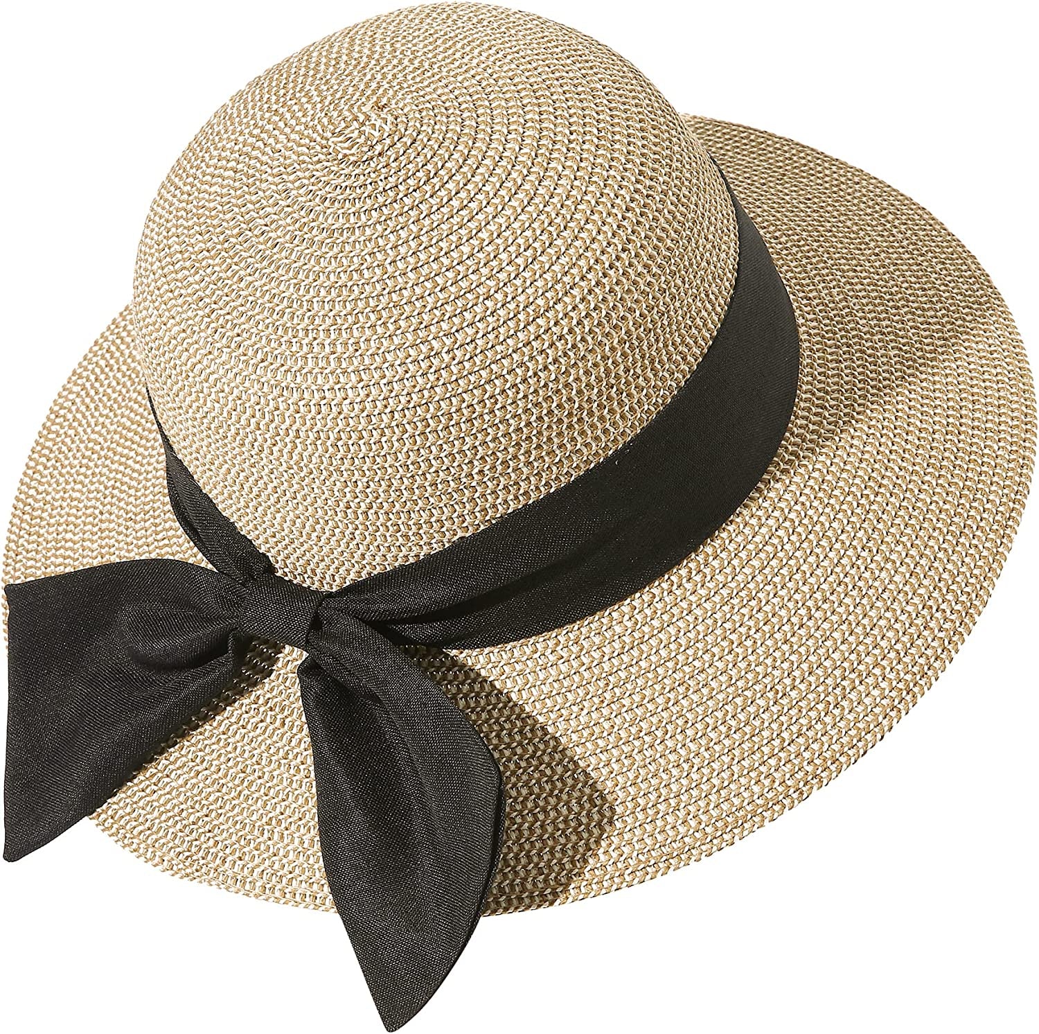 Lanzom Summer Sun Hats for Women Lady Wide Brim Straw Hat Beach Hat UPF Foldable Packable Cap for Travel Outdoor Apparel & Accessories > Clothing Accessories > Hats Lanzom Mixed Beige Medium 