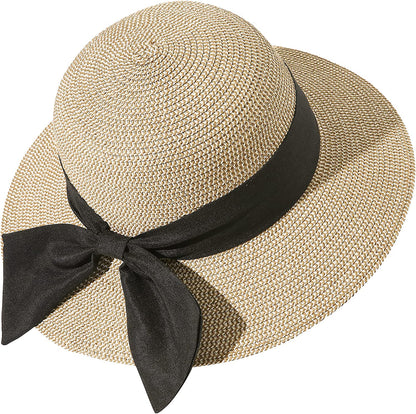 Lanzom Summer Sun Hats for Women Lady Wide Brim Straw Hat Beach Hat UPF Foldable Packable Cap for Travel Outdoor Apparel & Accessories > Clothing Accessories > Hats Lanzom Mixed Beige Medium 