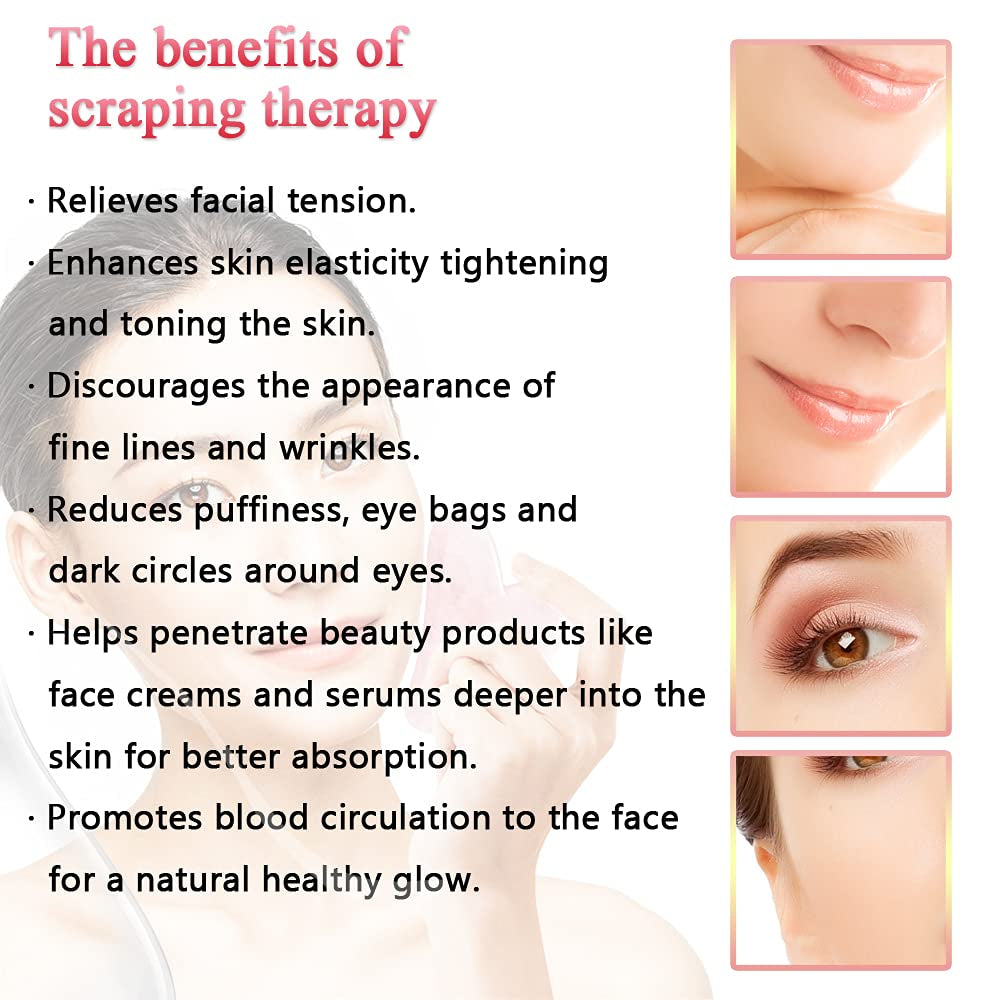 Rose Quartz Gua Sha Facial Tools,Natural Jade Gua Sha Massage Tool,Guasha Tool for Face,Eyes,Neck & Body,Genuine Gua Sha Stone Facial Massager,Skin Care Tools,Lymphatic Drainage,Reduce Wrinkles Health & Beauty > Personal Care > Cosmetics > Cosmetic Tools > Skin Care Tools Eikeefyer   