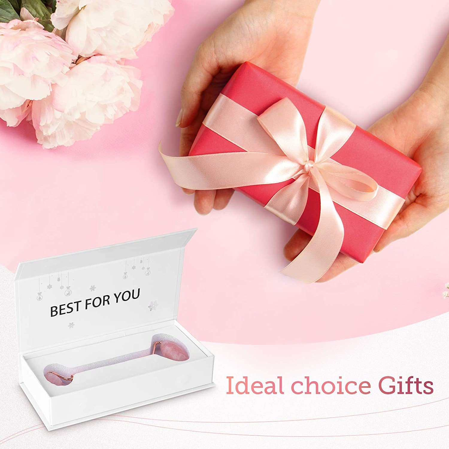 Rose Quartz Facial Roller Jade Roller Face Roller Massager for Face Eyes Cheeks Forehead Neck Skin Care Tool Reduce Wrinkles Puffiness Crow'S Feet Nasolabial Folds Health & Beauty > Personal Care > Cosmetics > Cosmetic Tools > Skin Care Tools Lekeemy   