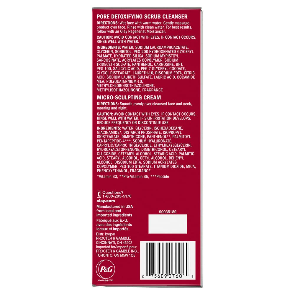 Face Wash by Olay Regenerist Advanced Anti-Aging Pore Scrub Cleanser (5.0 Oz) and Micro-Sculpting Face Moisturizer Cream (1.7 Oz) Skin Care Duo Pack, Total 6.7 Ounces Packaging May Vary Health & Beauty > Personal Care > Cosmetics > Cosmetic Tools > Skin Care Tools Olay   