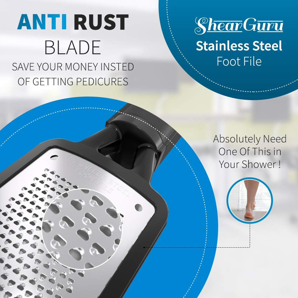 Shearguru Premium Curved Pedicure Foot Rasp & Scrubber - Micro-Cuts Dead Skin and Calluses into Powder - Best Foot Care Pedicure Grater/Metal Surface Tool to Remove Hard Heel Skin- Callous Removers Health & Beauty > Personal Care > Foot Care ShearGuru   