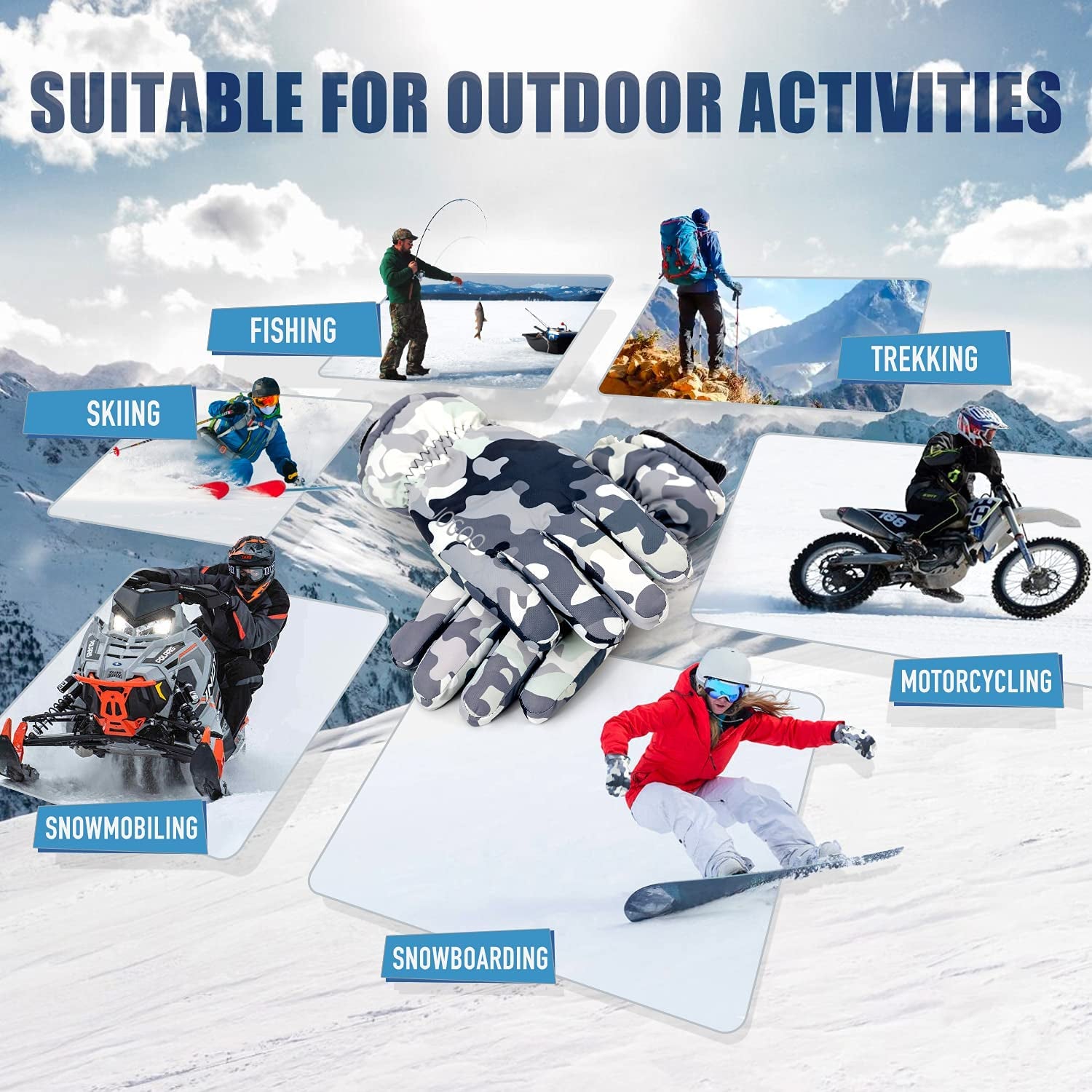 Jogoo Winter Snow Gloves for Men Women,Outdoor Ski Gloves Waterproof&Windproof Touchscreen Cold Weather Gloves Apparel & Accessories > Clothing Accessories > Gloves & Mittens Jogoo   