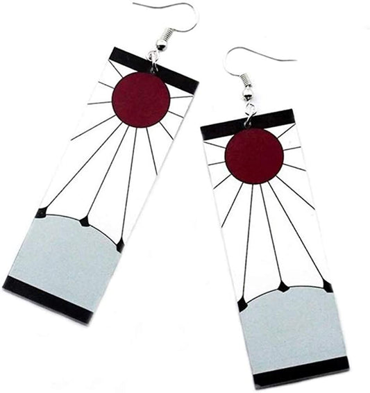 Demon Slayer Tanjiro &Hanafuda Earrings, Acrylic Earrings, Kimetsu No Yaiba Cosplay Anime Earrings Apparel & Accessories > Jewelry > Earrings FunMular ear hook 1  