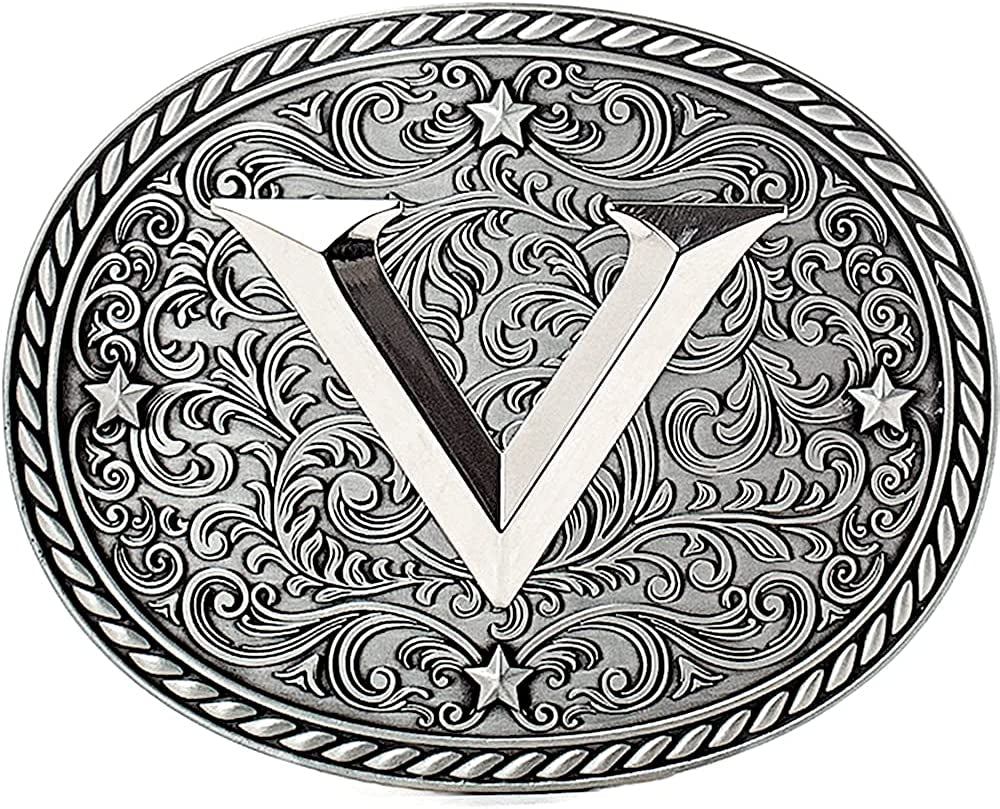 Western Cowboy/Cowgirl Initial Belt Buckle - Large, Letter Buckles for Men and Women Apparel & Accessories > Clothing Accessories > Belt Buckles Itera V  