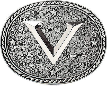 Western Cowboy/Cowgirl Initial Belt Buckle - Large, Letter Buckles for Men and Women Apparel & Accessories > Clothing Accessories > Belt Buckles Itera V  
