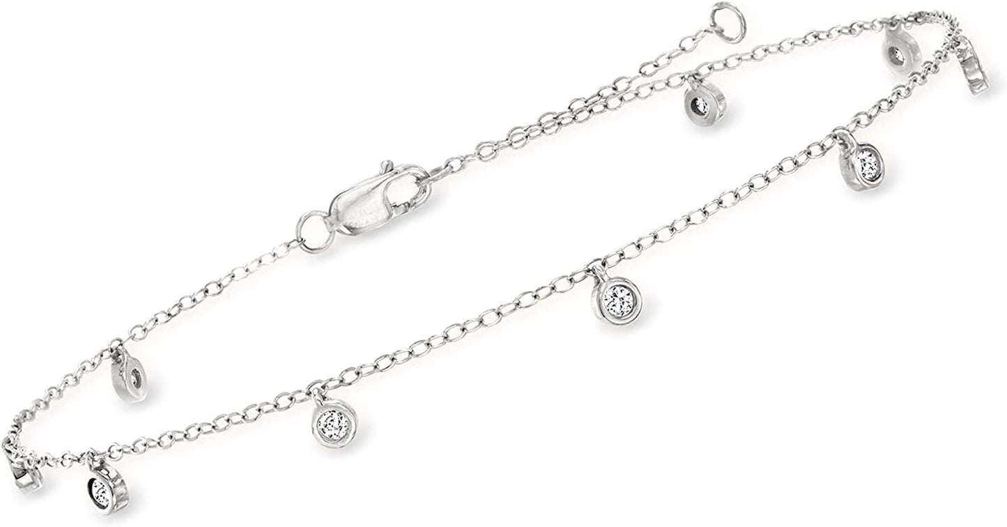 RS Pure by Ross-Simons 0.25 Ct. T.W. Bezel-Set Diamond Anklet in Sterling Silver. 9 Inches Apparel & Accessories > Jewelry > Anklets Ross-Simons   