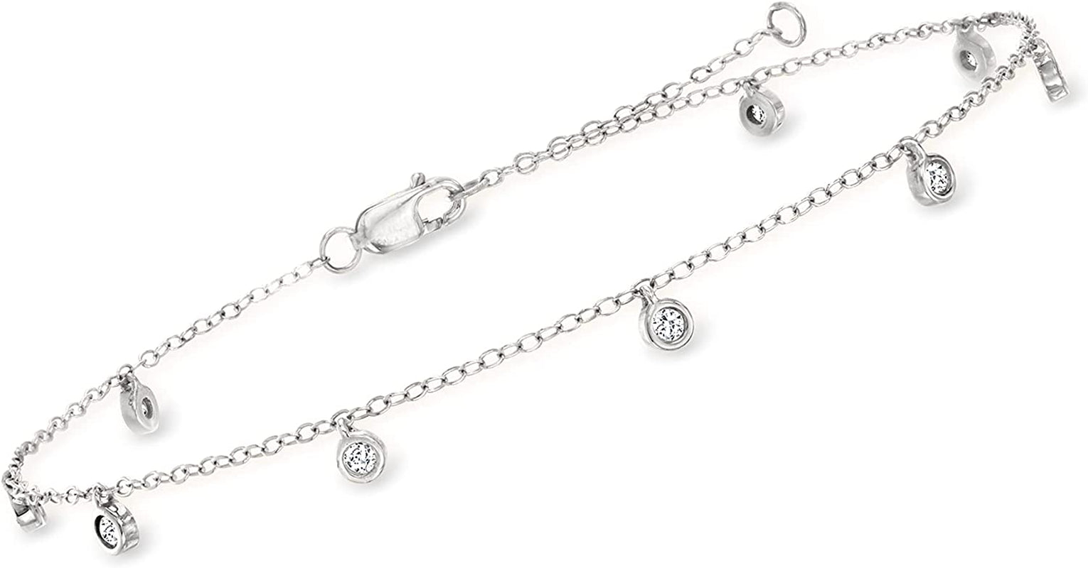 RS Pure by Ross-Simons 0.25 Ct. T.W. Bezel-Set Diamond Anklet in Sterling Silver. 9 Inches Apparel & Accessories > Jewelry > Anklets Ross-Simons   