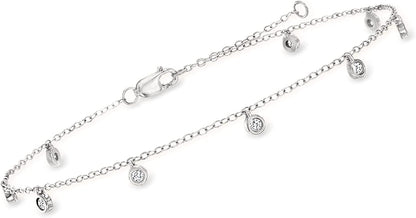 RS Pure by Ross-Simons 0.25 Ct. T.W. Bezel-Set Diamond Anklet in Sterling Silver. 9 Inches Apparel & Accessories > Jewelry > Anklets Ross-Simons   