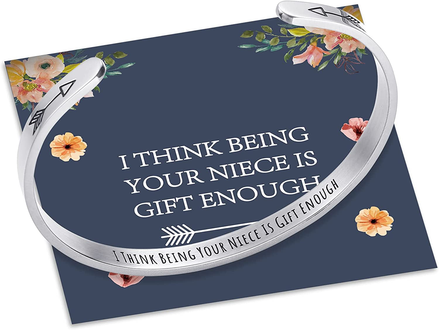 M MOOHAM Bracelets for Women- Engraved Quote Inspirational Bracelet Birthday Christmas Funny Gifts for Best Friend, Daughter, Son, Sister, Niece, Mom, Coworkers, Stainless Steel Jewelry Apparel & Accessories > Jewelry > Bracelets M MOOHAM I think being your niece is gift enough  