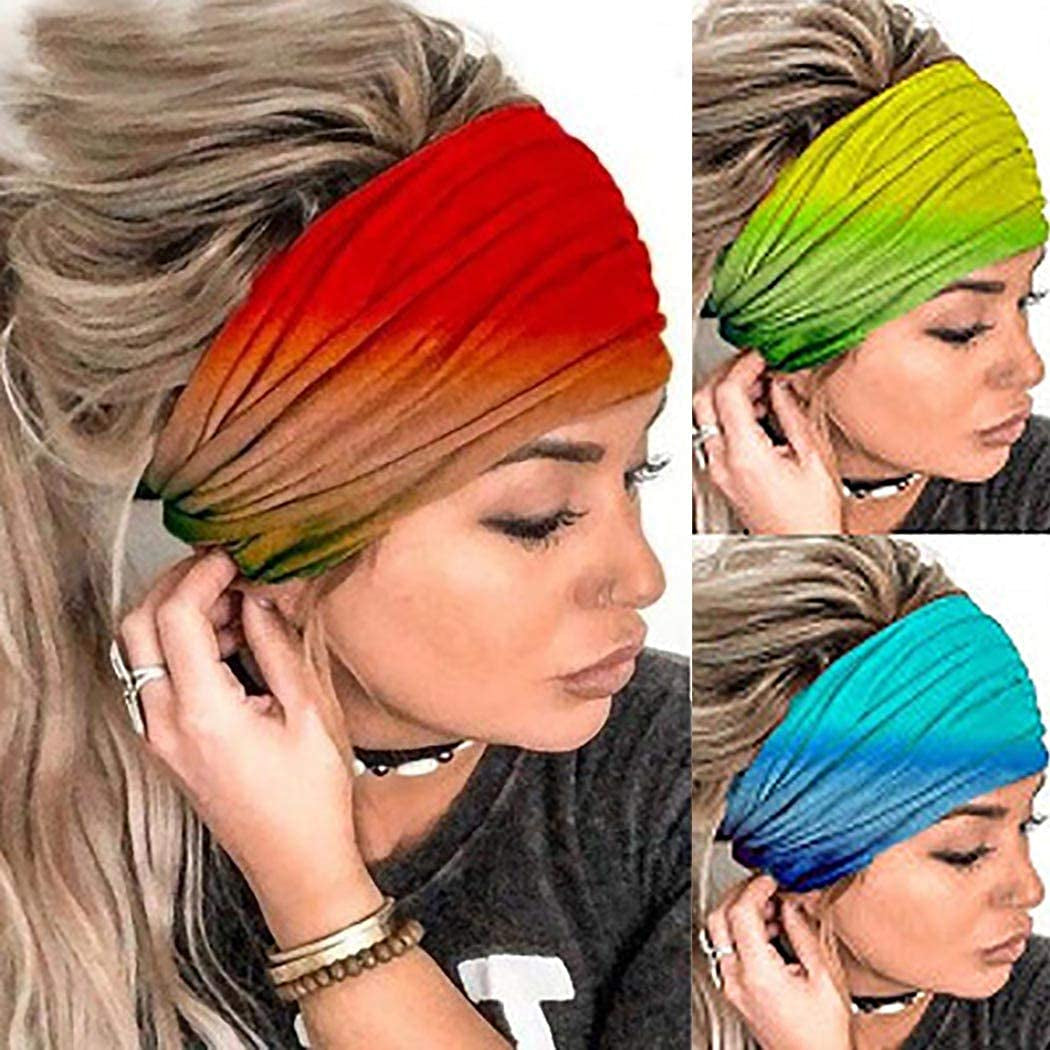 Morebrave Boho Headband Wide Turban Head Wraps Stretchy Head Bands Vintage Hairbands Butterfly Head Scarves Hair Accessories for Women and Girls Pack of 3 Apparel & Accessories > Clothing Accessories > Bandanas & Headties Morebrave Simplicity  