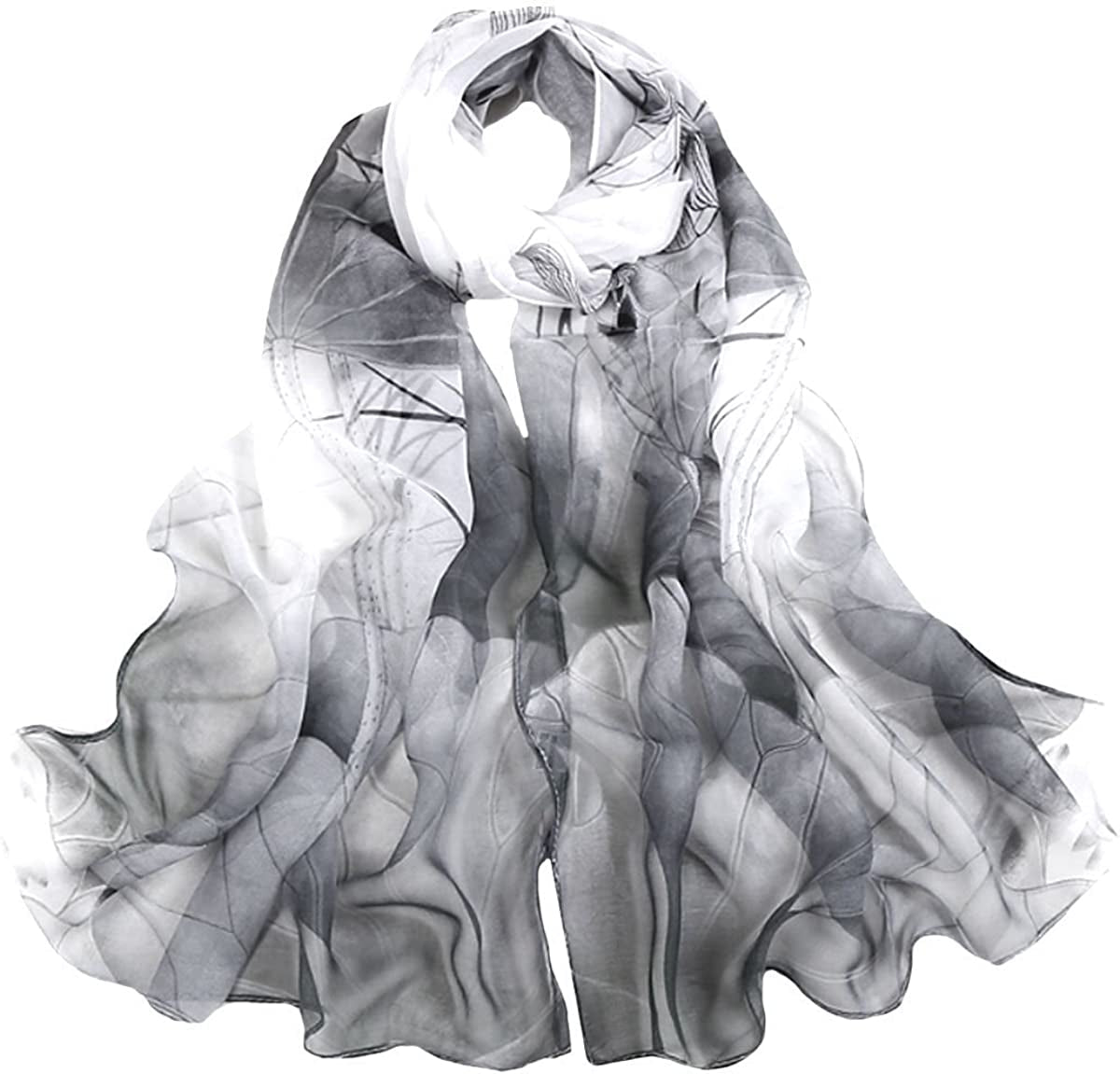 Van Caro Scarfs for Women Lightweight Floral Scarf Soft Long Fashion Scarves Sun-Proof Wrap Shawl Apparel & Accessories > Clothing Accessories > Scarves & Shawls Lobagve 2830 Black and White  