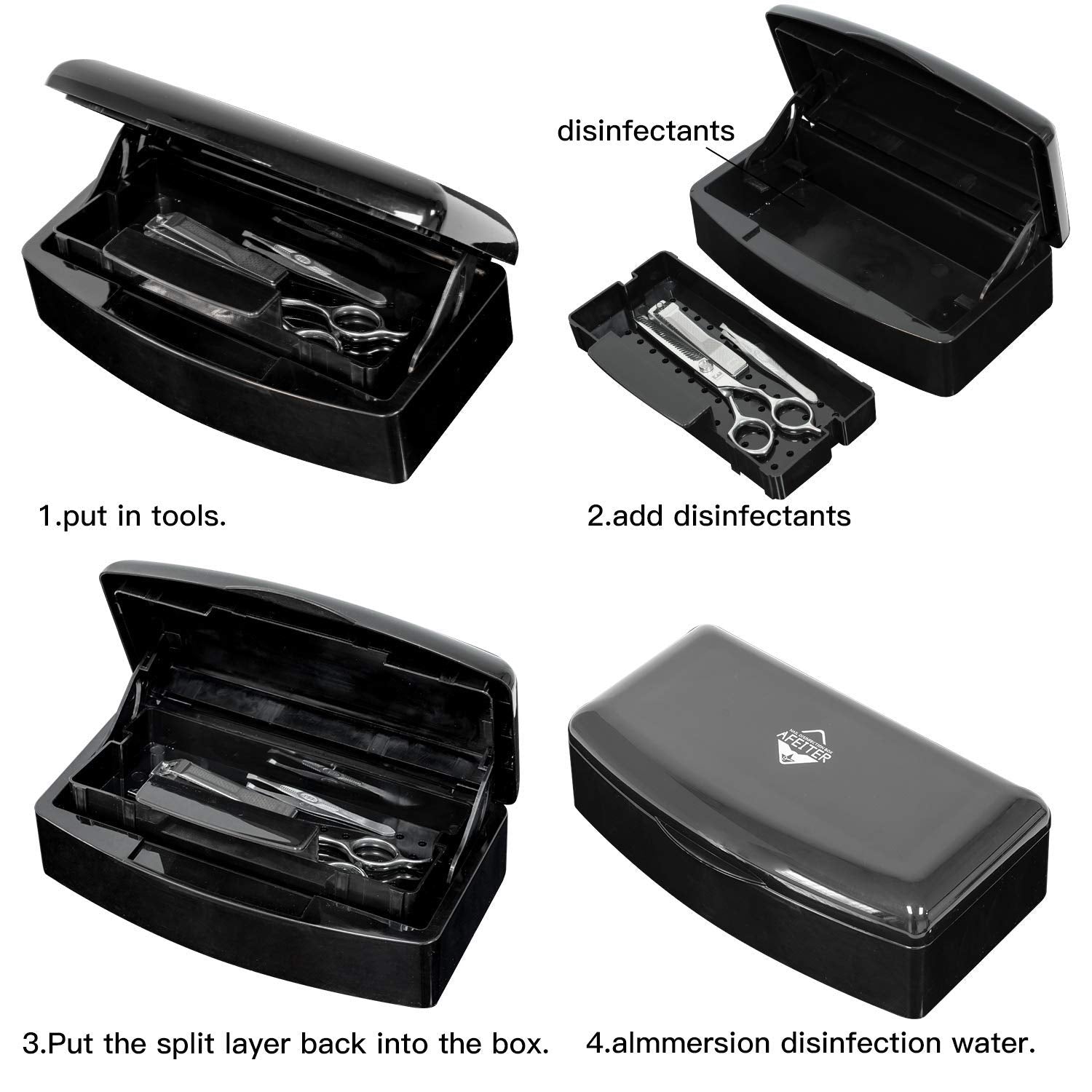 Sanitizing Tray-Sanitizing Container,Plastic Storage Box,Sanitizing Nail Art Tools,Beauty Tools Soaking Box,Tweezers,Hair Salon, Sanitizing Nail Art Equipment-Black Health & Beauty > Personal Care > Cosmetics > Cosmetic Tools > Nail Tools Aifeiter   