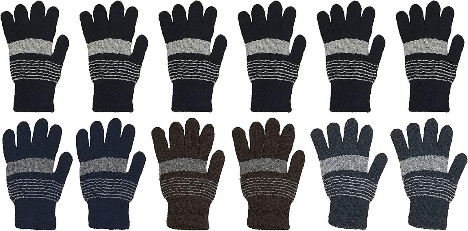 Winter Magic Gloves, 12 Pairs Stretchy Warm Knit Bulk Pack Mens Womens Apparel & Accessories > Clothing Accessories > Gloves & Mittens Winterlace 12 Pairs Assorted Knit  