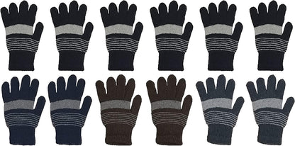 Winter Magic Gloves, 12 Pairs Stretchy Warm Knit Bulk Pack Mens Womens Apparel & Accessories > Clothing Accessories > Gloves & Mittens Winterlace 12 Pairs Assorted Knit  