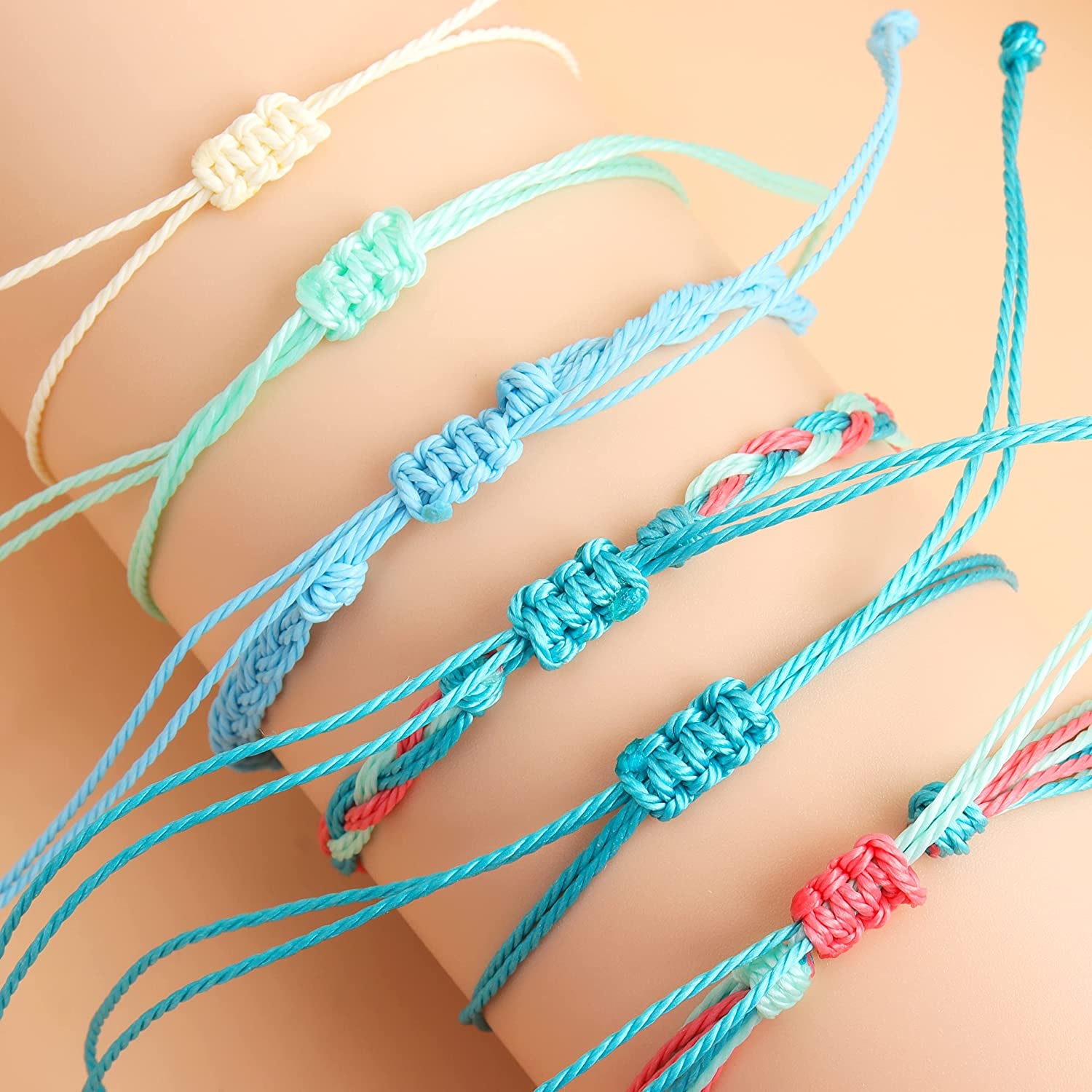 Long Tiantian Wave Bracelets for Teen Girls Cute Boho Braided String Beach Ocean Bracelet for Women Summer Jewelry Gift Apparel & Accessories > Jewelry > Anklets Long tiantian   
